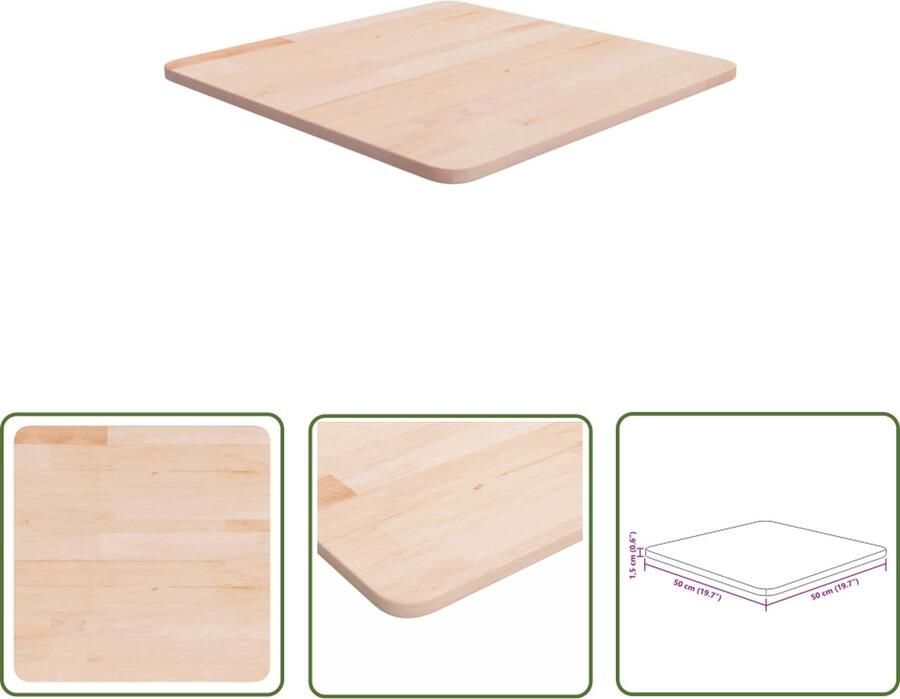 The Living Store Tafelblad vierkant 50x50x1 5 cm onbehandeld massief eikenhout Eikenhouten Tafelblad Massief Hout Tafelblad Kopen Rustic Tafellaag Vintage Tafelblad
