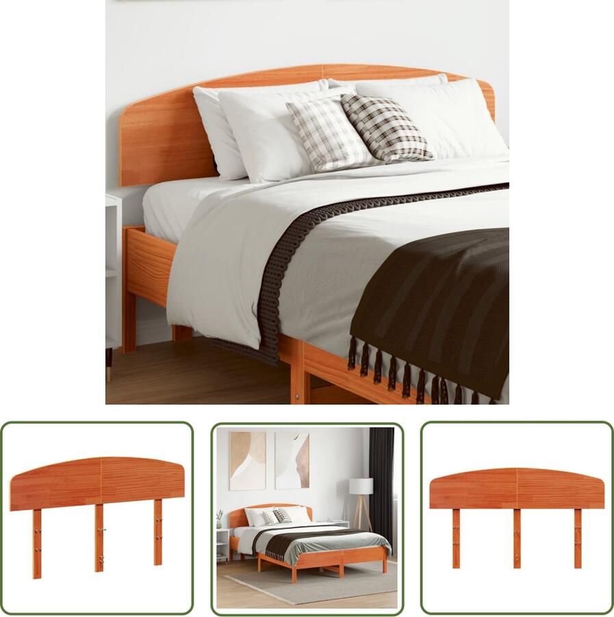 The Living Store Hoofdbord Massief Grenenhout 140.5 x 3.5 x 81 cm Rustiek design Hoofd Bord Massief Hout Grenenhout Hoofdbord Rustic Hoofdbord Bruin