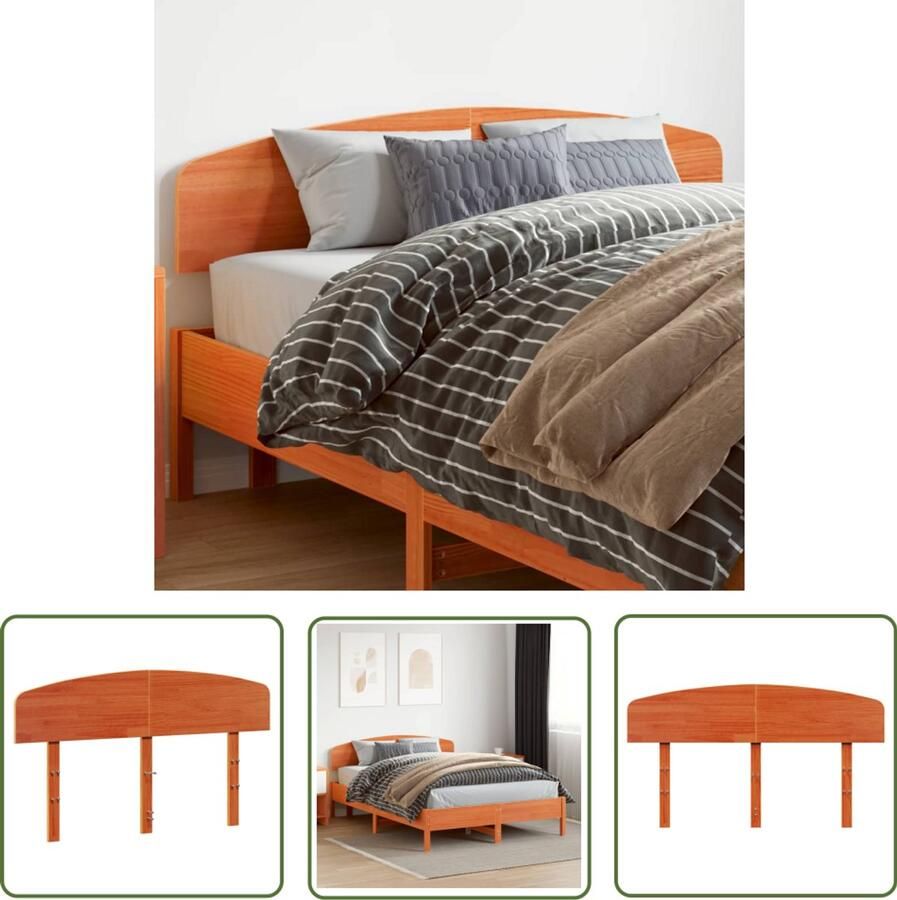 The Living Store Hoofdbord 150 cm massief grenenhout wasbruin Hoofdbord Massief Hout Grenenhout Bruine Kleuren Slaapkamer Decoratie