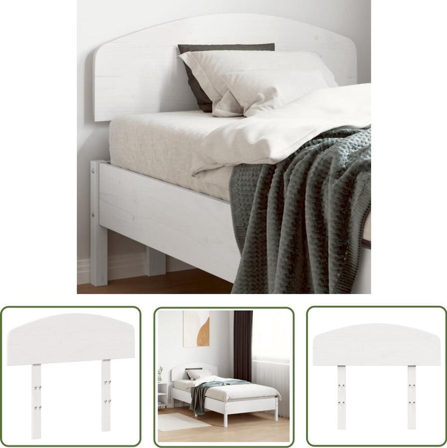 VidaXL Massief Hout Hoofdbord 90 cm massief grenenhout wit Grenenhout Wit Slaapkamervloer