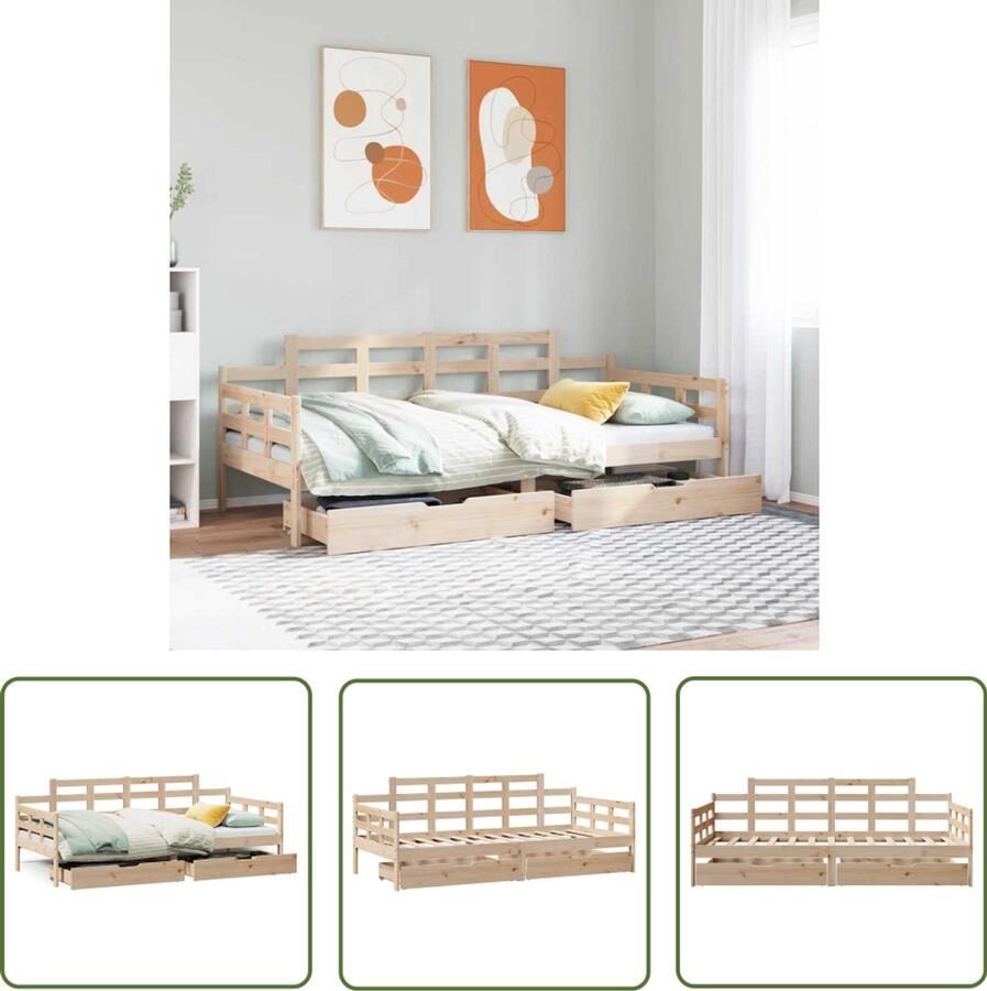 VidaXL Slaapbank met lades 90x190 cm massief grenenhout Slaapbank Massief Hout Bed Met Lades Logeerbed Grenenhout