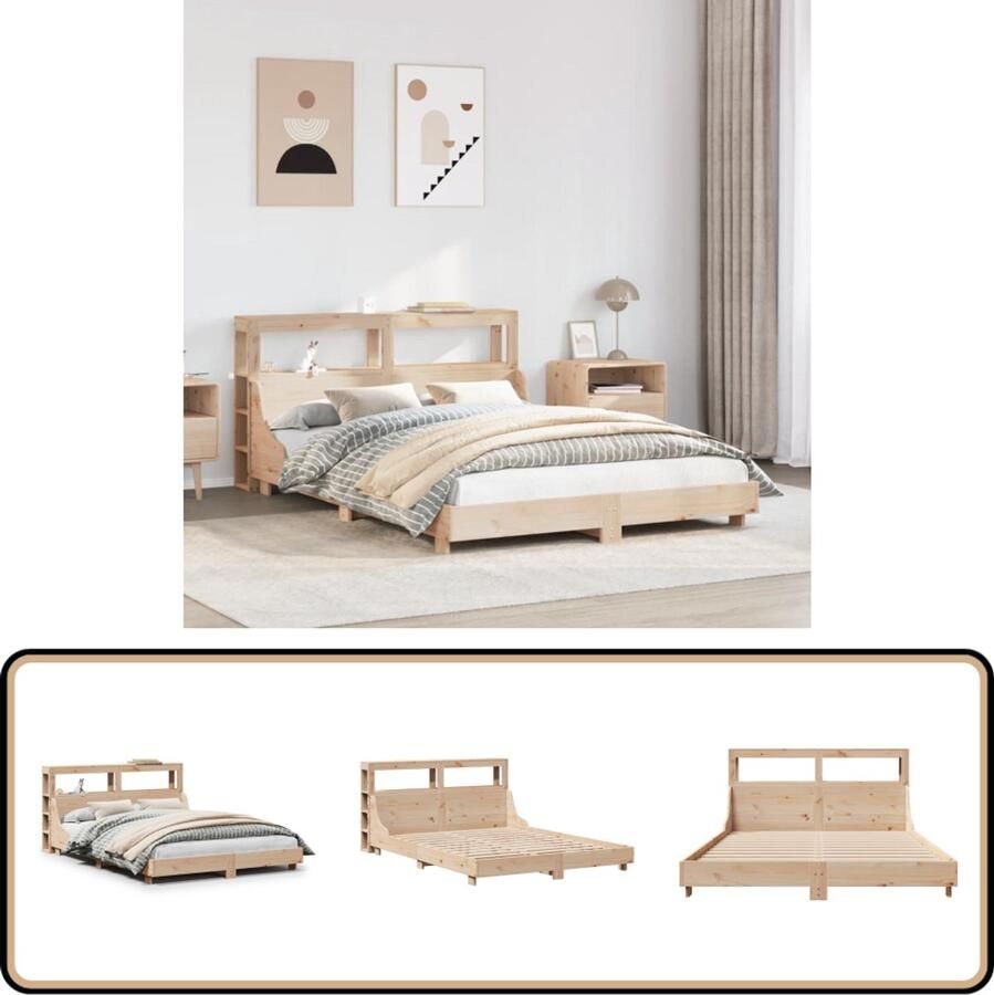 VidaXL Massief Houten Bedframe 120x190 cm Massief Houten Bed Frame Bed Frame Grenenhout Houten Bed Tweepersoons Bed Met Opbergvakken Design Bed Modern Bed Landelijk Bed Eenvoudige Montage Kwalitatief Bed Frame