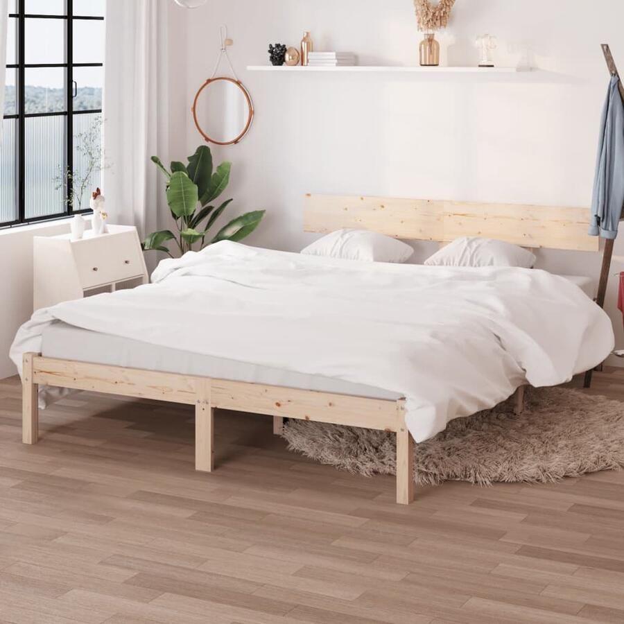 VidaXL Massief Houten Bedframe 160x200 cm Massief Houten Bed Frame Tweepersoons Bed Frame 160x200 Grenenhout Bed Houten Bed Slaapkamers Meubels - Foto 2
