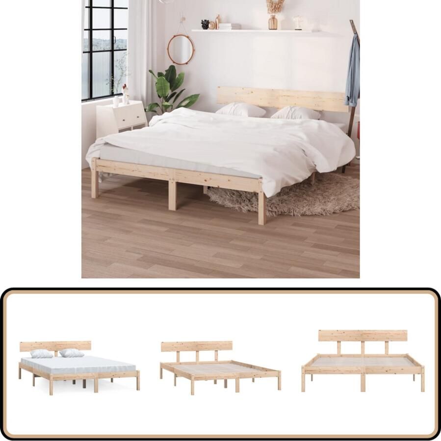 VidaXL Massief Houten Bedframe 160x200 cm Massief Houten Bed Frame Tweepersoons Bed Frame 160x200 Grenenhout Bed Houten Bed Slaapkamers Meubels