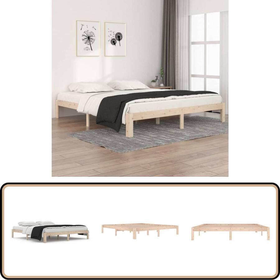 VidaXL Massief Houten Bedframe 180x200 cm Houten Bedframe Massief Grenenhout Bedframe Complete Slaapkamer Stabiel Bedframe Modern Design Groot Bedframe King Size Bedframe 180x200 Cm