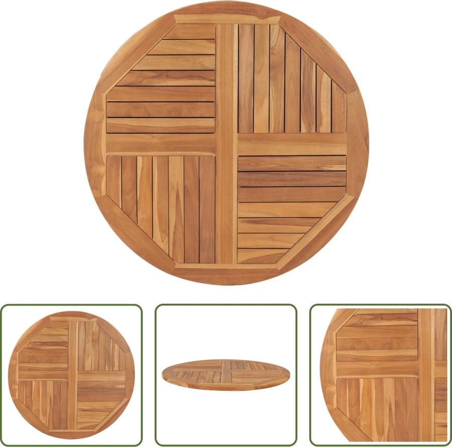 The Living Store Tafelblad Teakhout 90 cm Verzekerd van duurzaamheid Tafelblad Teak Massief Teakhout Rond Tafelblad Teakhouten Tafel Vintage Tafelblad