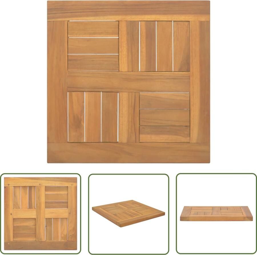 The Living Store Teakhouten Tafelblad 40x40x2.5cm Massief Teakhout Tafelblad Teak Massief Teakhout Bovenblad Tafel Tafeltje Salontafel - Foto 2