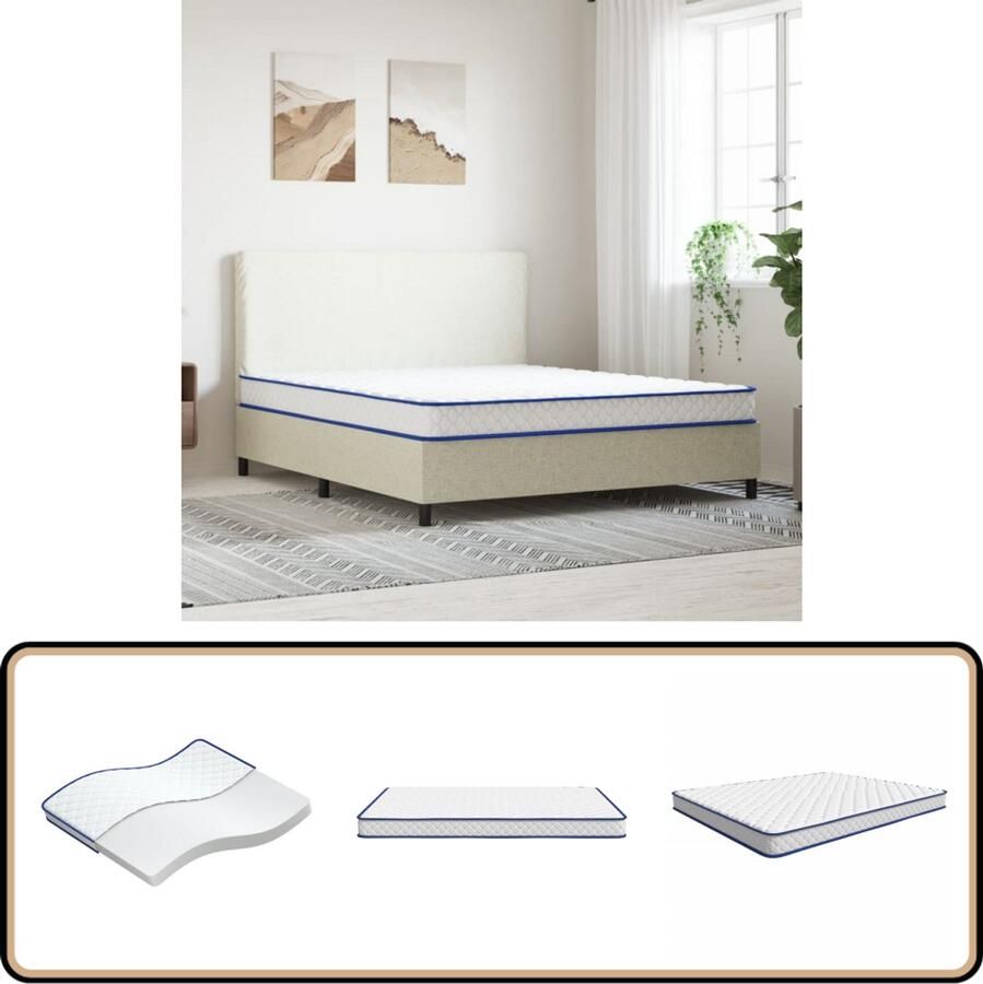 VidaXL Matras 200x160x17 cm Traagschuim Wit Traagschuim Matras Topper Memory Foam Matras Slaapcomfort Pijn Relief Anti Allergisch Matras Ergonomische Matras - Foto 2
