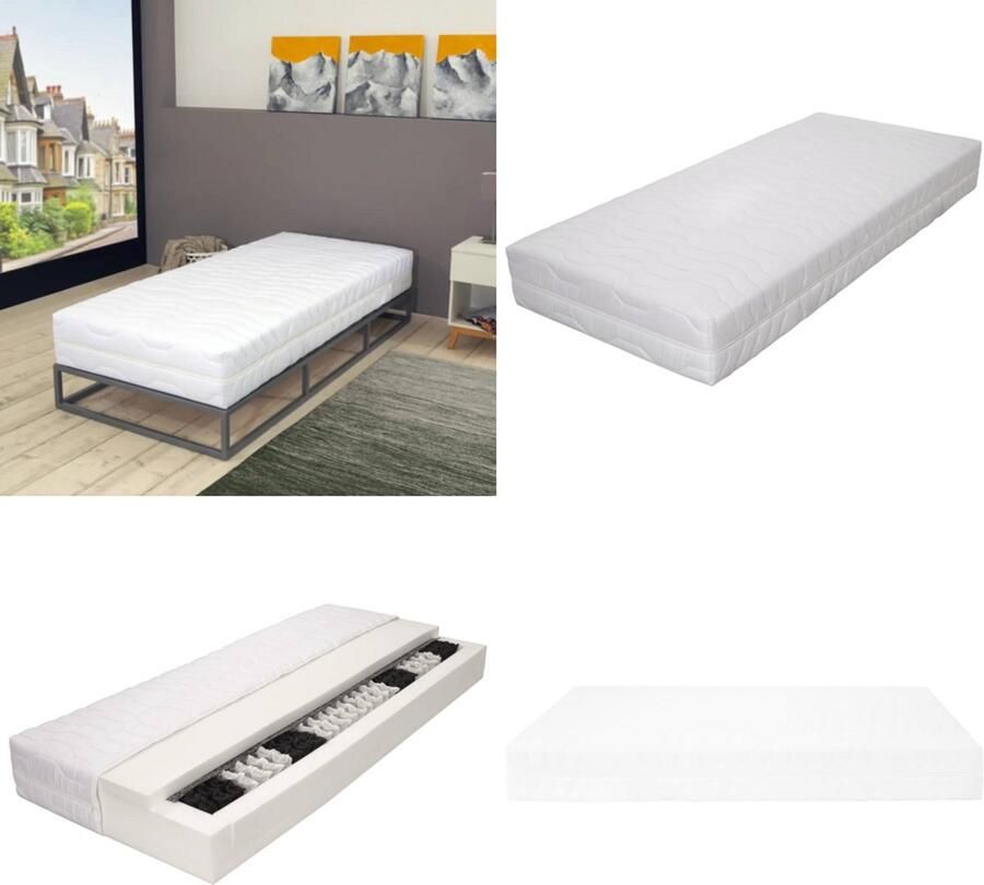 VidaXL Matras 7 Zone 20 cm pocketvering H2 100x200 cm Matras Matrassen Bedmatras Bedmatrasen
