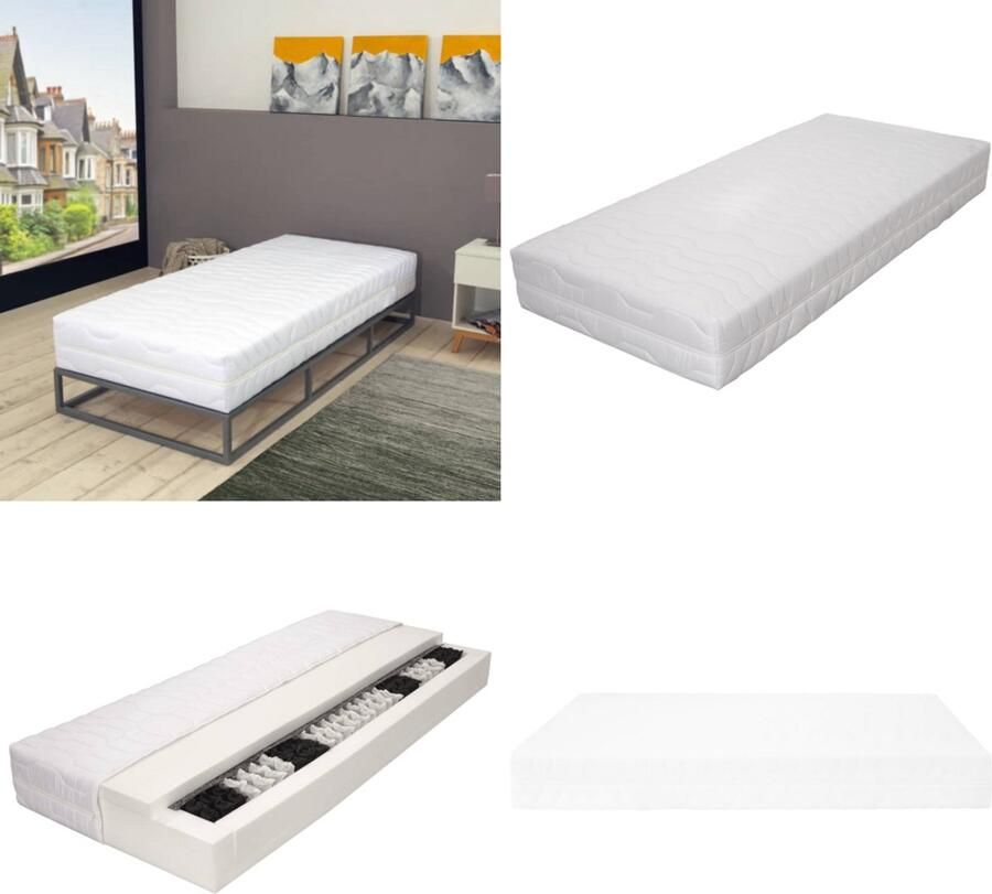VidaXL Matras 7 Zone 20 cm pocketvering H2 90x200 cm Matras Matrassen Bedmatras Bedmatrasen