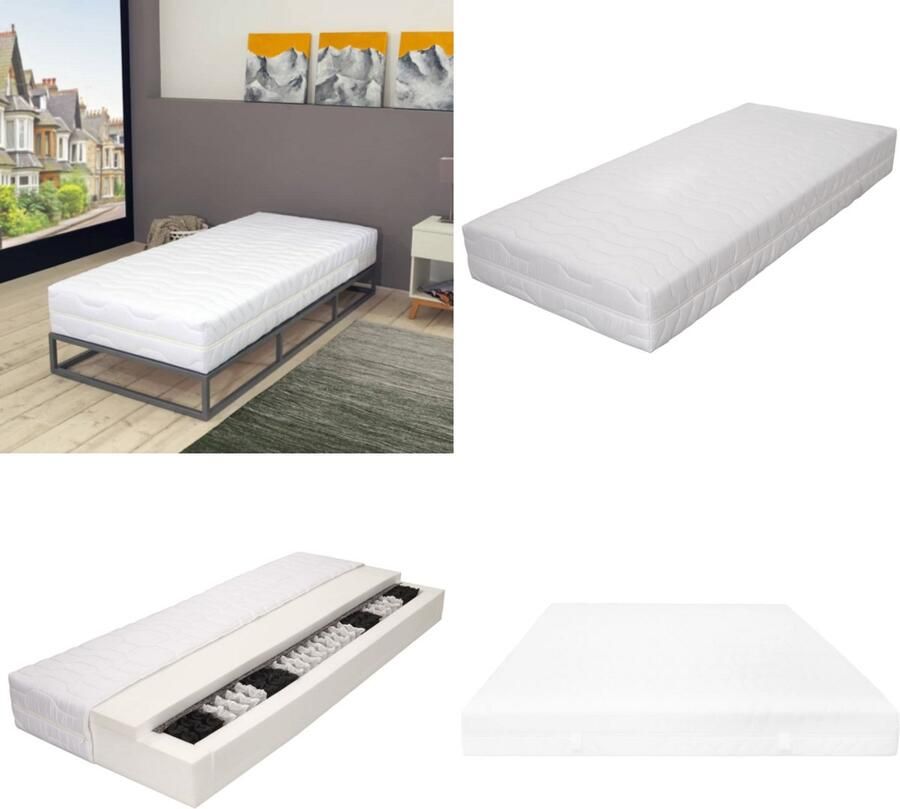 VidaXL Matras 7 Zone 20 cm pocketvering H3 100x200 cm Matras Matrassen Bedmatras Bedmatrasen