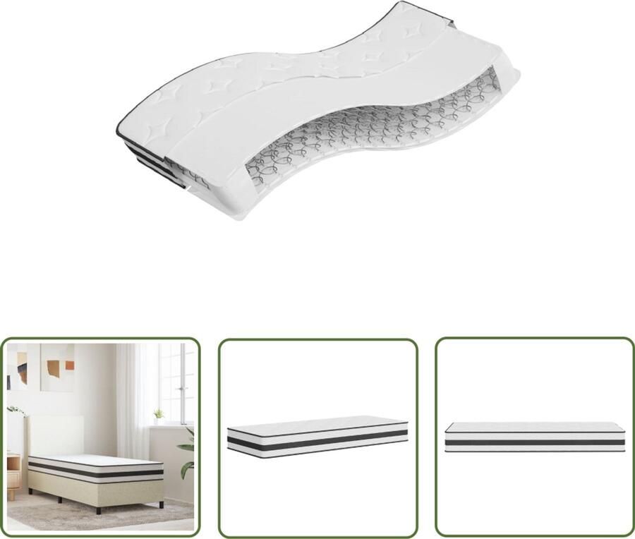The Living Store Binnenveringmatras middelhard 90x200 cm Binnenveringmatras Binnenveringmatrassen Eenpersoonsmatras Eenpersoons Matras