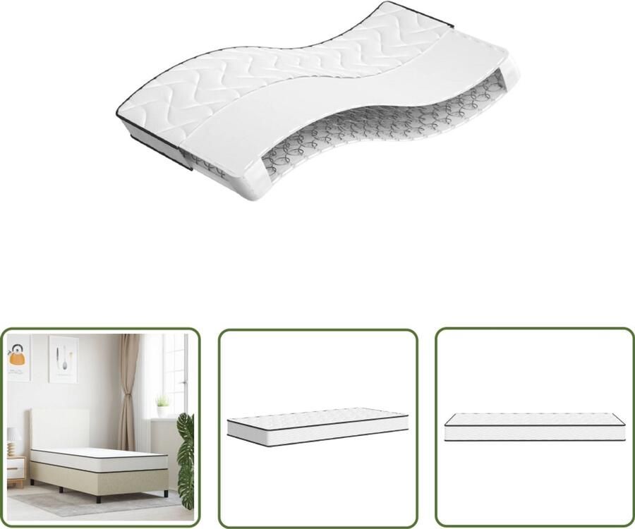 The Living Store Binnenveringmatras middelhard 100x200 cm Binnenveringmatras Binnenveringmatrassen Eenpersoonsmatras Eenpersoons Matras