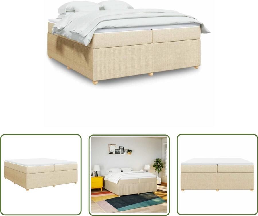 VidaXL Matras Boxspring met matras stof crèmekleurig 200x200 cm Slaapcomfort Pocketvering Creme Kleurig