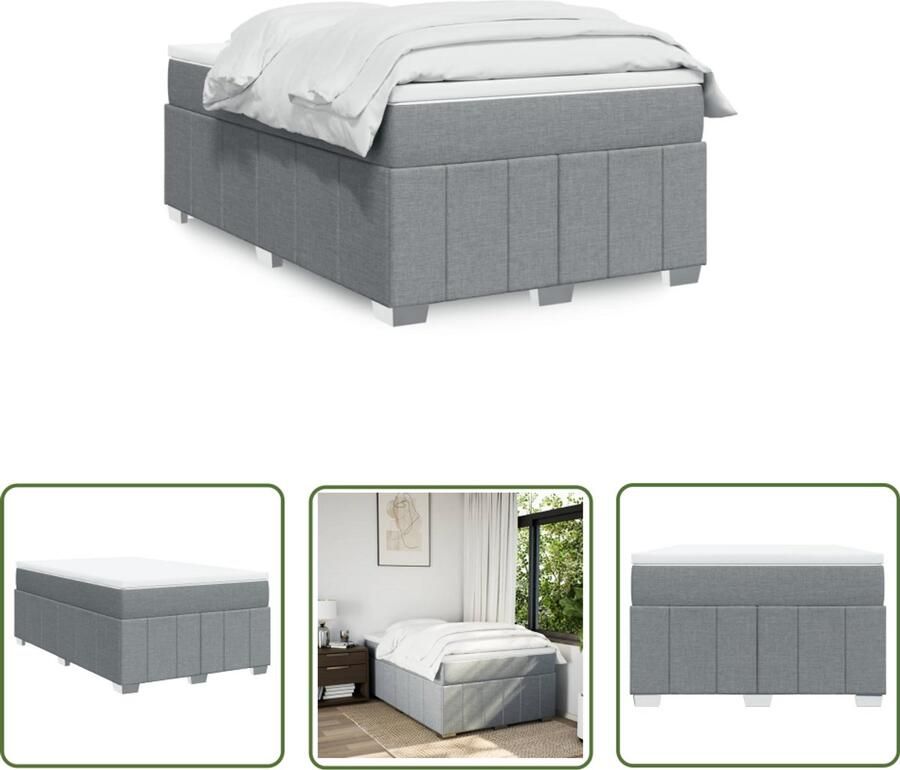 VidaXL Boxspring met matras stof lichtgrijs 120x200 cm Boxspring Matras Boxspringbed Slaapcomfort Pocketvering