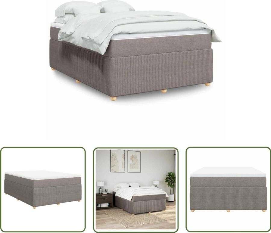 VidaXL Boxspring met matras stof taupe 160x200 cm Boxspring Matras Boxspringbed Slaapcomfort Pocketvering