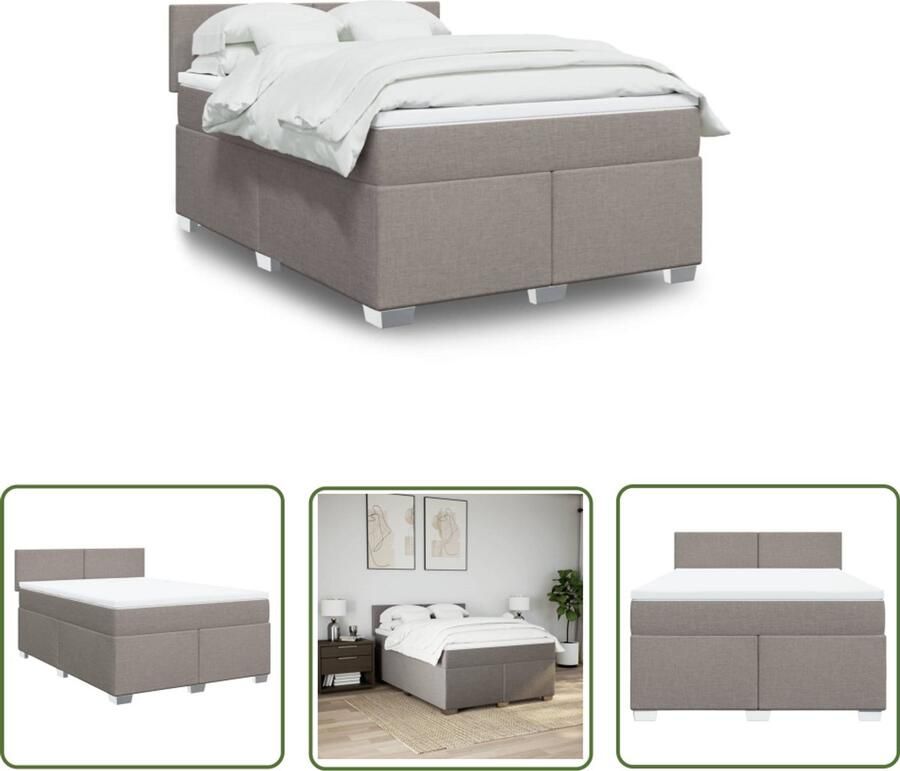 VidaXL Boxspring met matras stof taupe 160x200 cm Boxspring Matras Tapijt Bedroom Furniture Slaapkamer