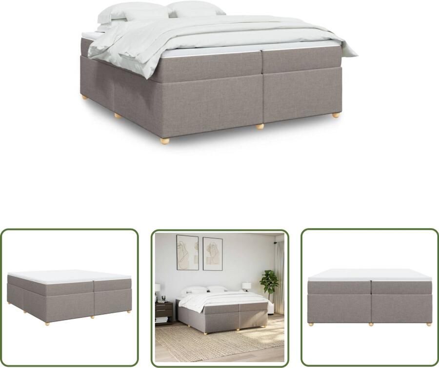 VidaXL Matras Boxspring met matras stof taupe 200x200 cm Slaapcomfort Bedroom Furniture Taupecleur