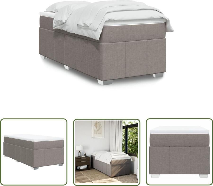 VidaXL Matras Boxspring met matras stof taupe 90x190 cm Bed Frame Pocketvering Taupe