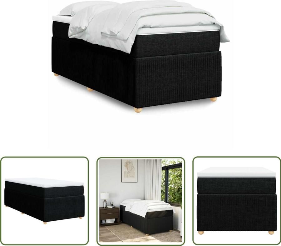VidaXL Boxspring met matras stof zwart 100x200 cm Boxspring Matras Slaapcomfort Bed Frame Bedroom Furniture