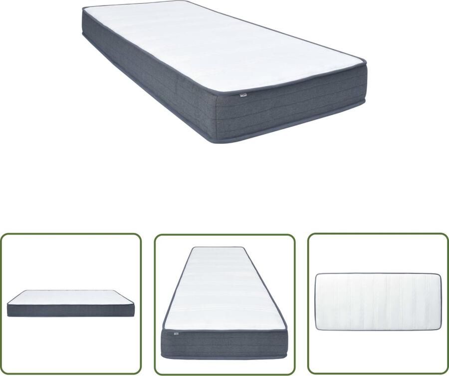 The Living Store Boxspringmatras Gemiddelde Stevigheid 200 x 120 x 20 cm Wit en Donkergrijs 100% Polyester Boxspringmatras Matras Slaap Comfort Ondersteuning Anti Allergisch