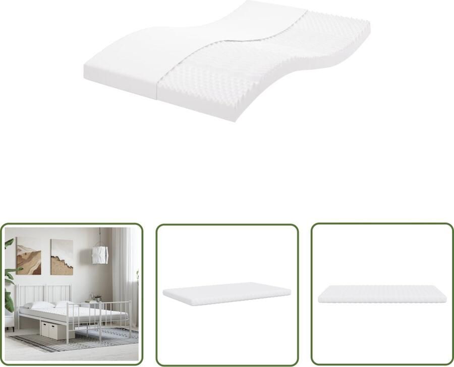 The Living Store Schuimmatras 7-Zone 140 x 200 x 10 cm Duurzame stof Zachte vulling Schuimmatras Matras Kopen Tweepersoons Matras 7 Zone Matras Witte Matras