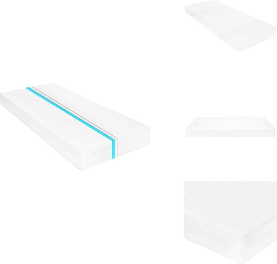 VidaXL 7 Zone PU-schuim Matras 80x200x16 cm D25 Drukverlichting Comfortabel Makkelijk schoon te houden Wit Met wasbare hoes Matras