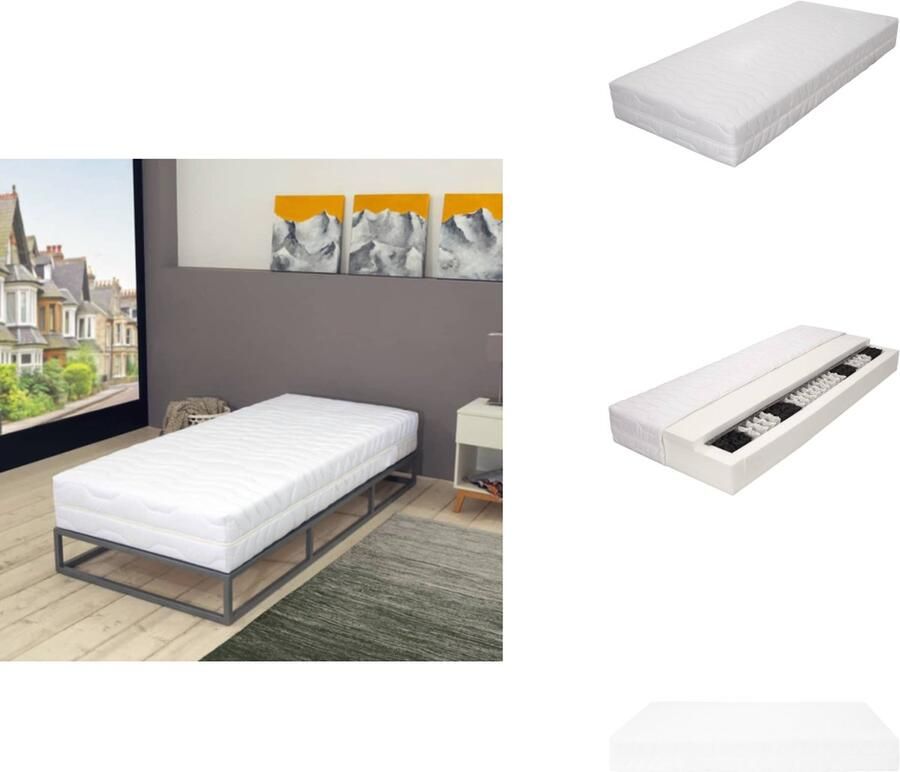 VidaXL Matras Matrassen Bedmatras Bedmatrasen Matras 7 Zone 20 cm pocketvering H2 90x200 cm