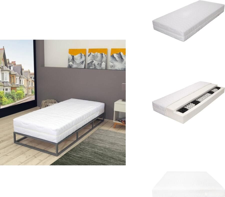 VidaXL 7 Zone Pocketvering Matras 80 x 200 x 20 cm Drukverlichting Comfort op elk gebied Eenvoudig schoon te houden Matras