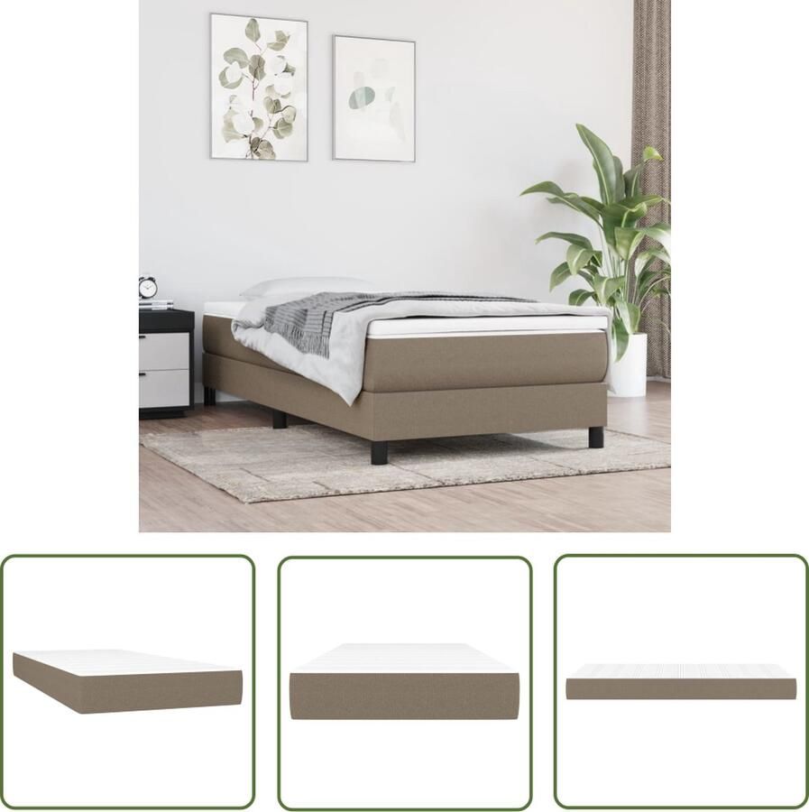 The Living Store Pocketveringmatras Medium 90 x 200 x 20 cm Duurzaam en Comfortabel Pocketveringmatras Matras Medium Hard Taupestof Anti Allergenen