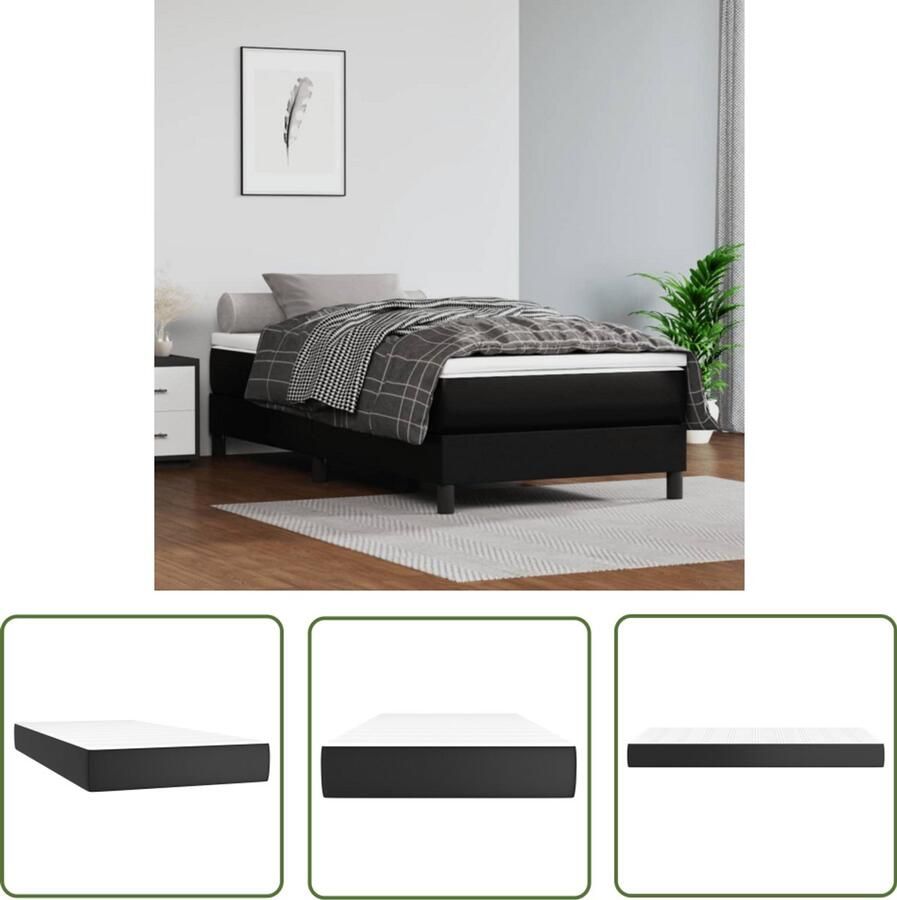 The Living Store Pocketveringmatras 120x190x20 cm kunstleer zwart Pocketveringmatras Pocketveringmatrassen Matras Pocketvering Matras