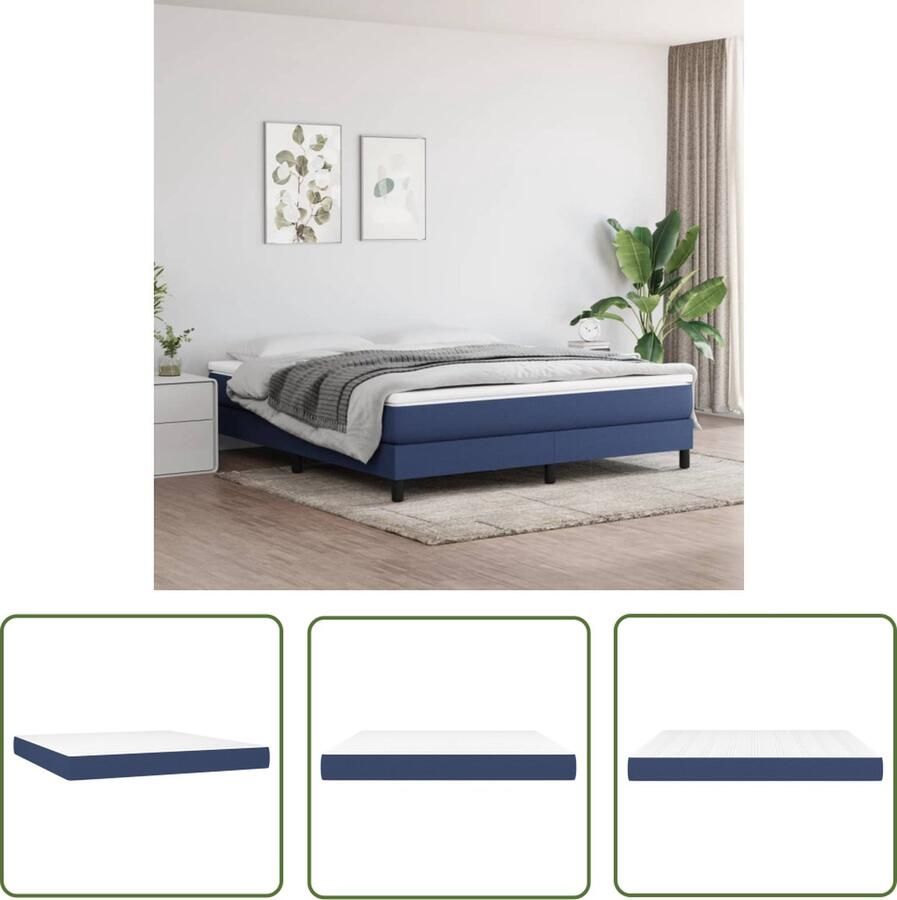 The Living Store Pocketveringmatras Wit Blauw 160 x 200 x 20 cm Drukverlagend Pocketveringmatras Matras Slaapcomfort Pocketveren Drukkundige Ondersteuning