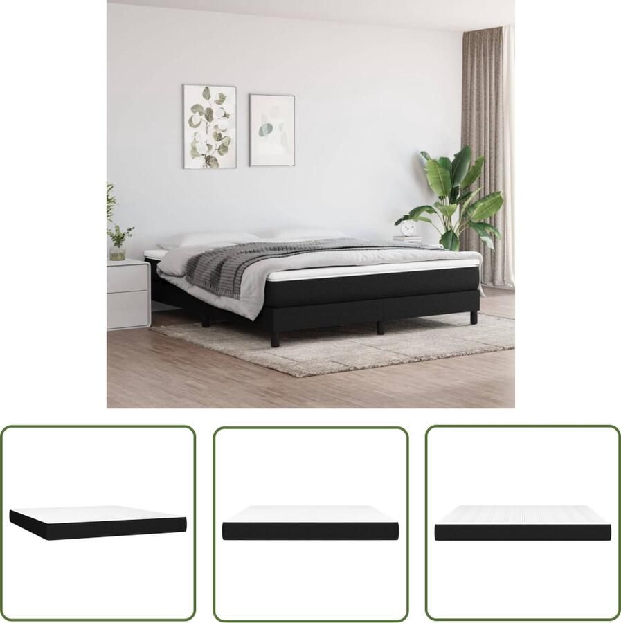 The Living Store Pocketveringmatras 160 x 200 x 20 cm Duurzaam Pocketveren en schuim Middelharde ondersteuning Wit en zwart Pocketveringmatras Matras Slaapcomfort Pocketveren Schuimmatras