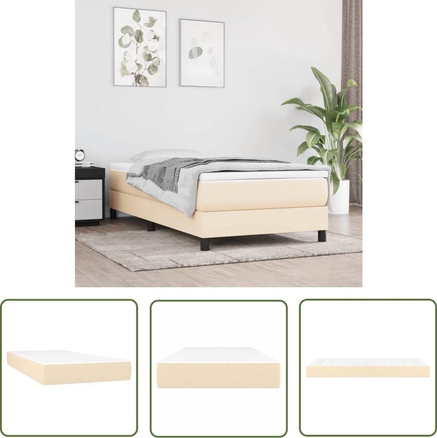 The Living Store Pocketveringmatras 90x200x20 cm stof crèmekleurig Pocketveringmatras Matras Slaapcomfort Medium Hard Creme Kleur