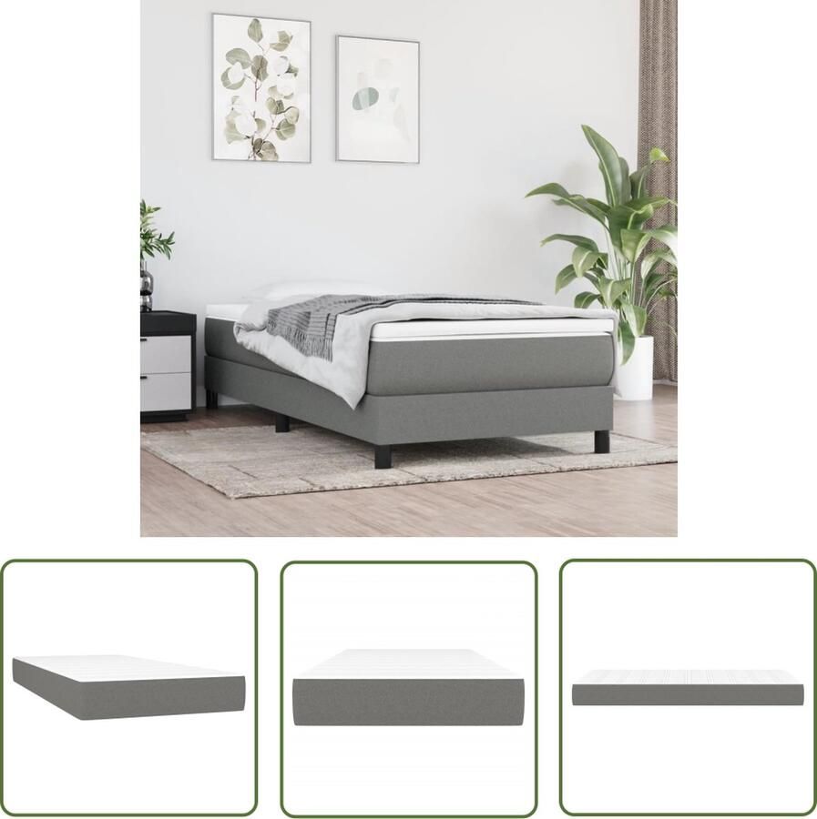 The Living Store Pocketveringmatras 90x200x20 cm stof donkergrijs Pocketveringmatras Matras Midden Hard 90x200cm Grijs
