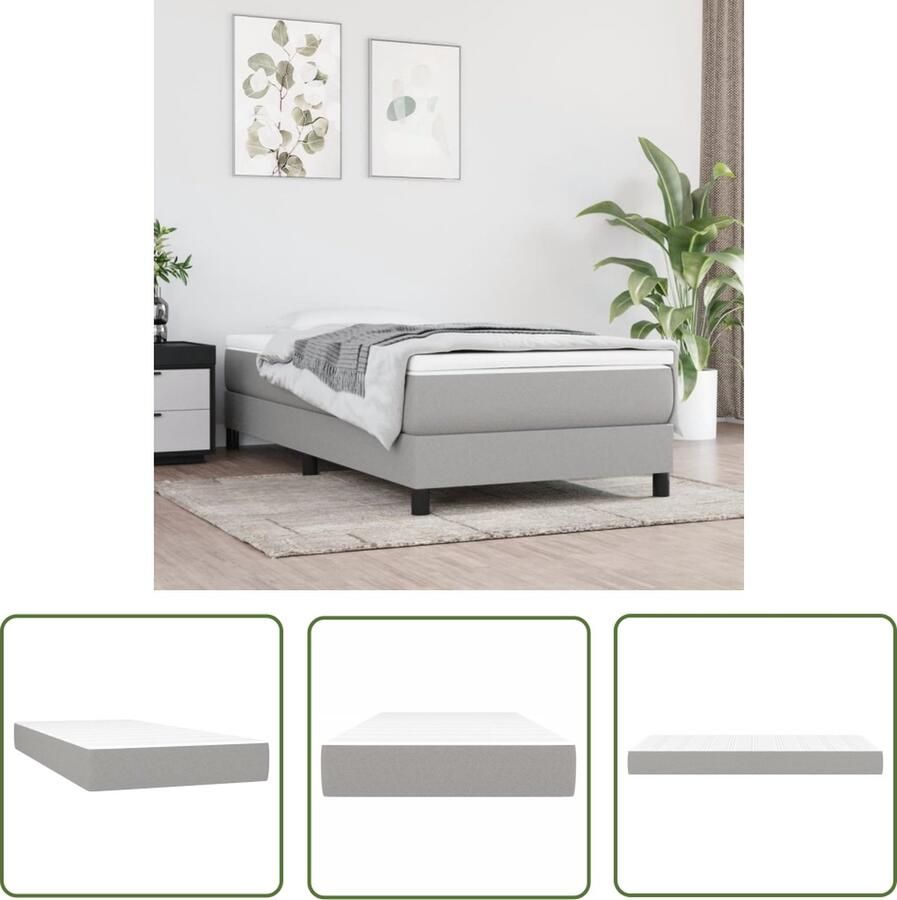 The Living Store Pocketveringmatras 90 x 200 x 20 cm Duurzaam Comfortabel Middelharde ondersteuning Wit Lichtgrijs Pocketveringmatras Matras Tweepersoonsmatras Medium Hard Matras Anti Allergisch Matras