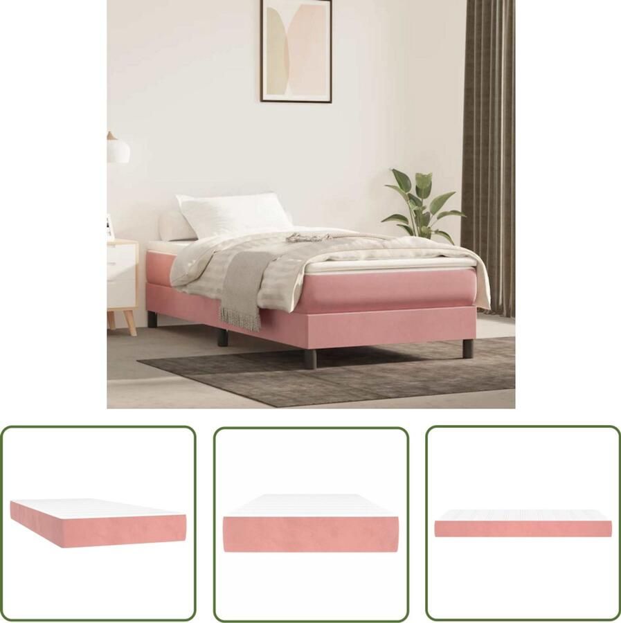 The Living Store Pocketveringmatras 90x210x20 cm fluweel roze Pocketveringmatras Matras Fluweel Matras Zachte Matras Ergonomische Matras