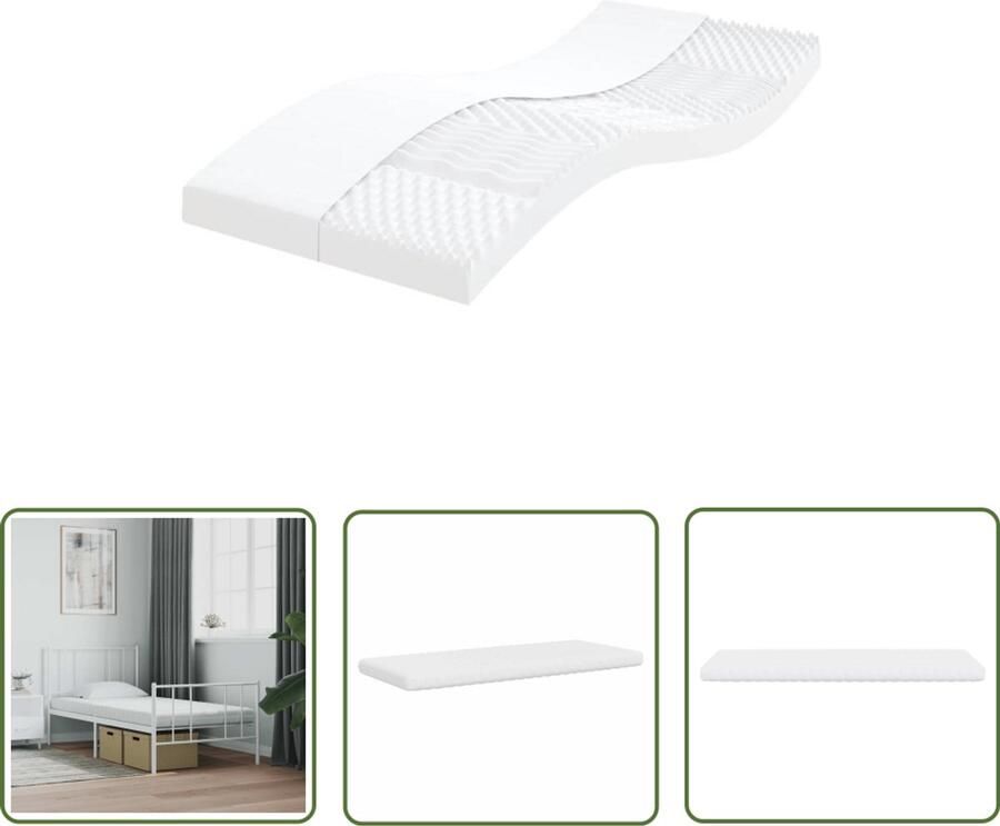 The Living Store Schuimmatras 7 zones hardheid 20 ILD 100x220 cm wit Schuimmatras Matras Slaapcomfort Nacht Rust Zeven Zone Matras