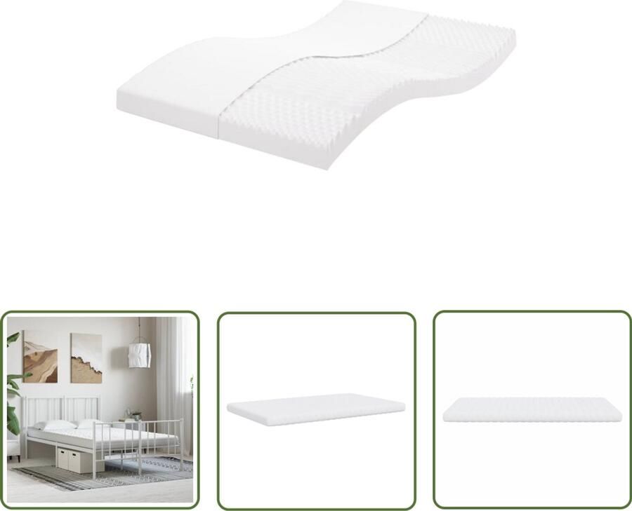 The Living Store Schuimmatras 7 zones hardheid 20 ILD 140x190 cm wit Schuimmatras Matras 7 Zone Matras 24d Pu Schuim Latex Matras
