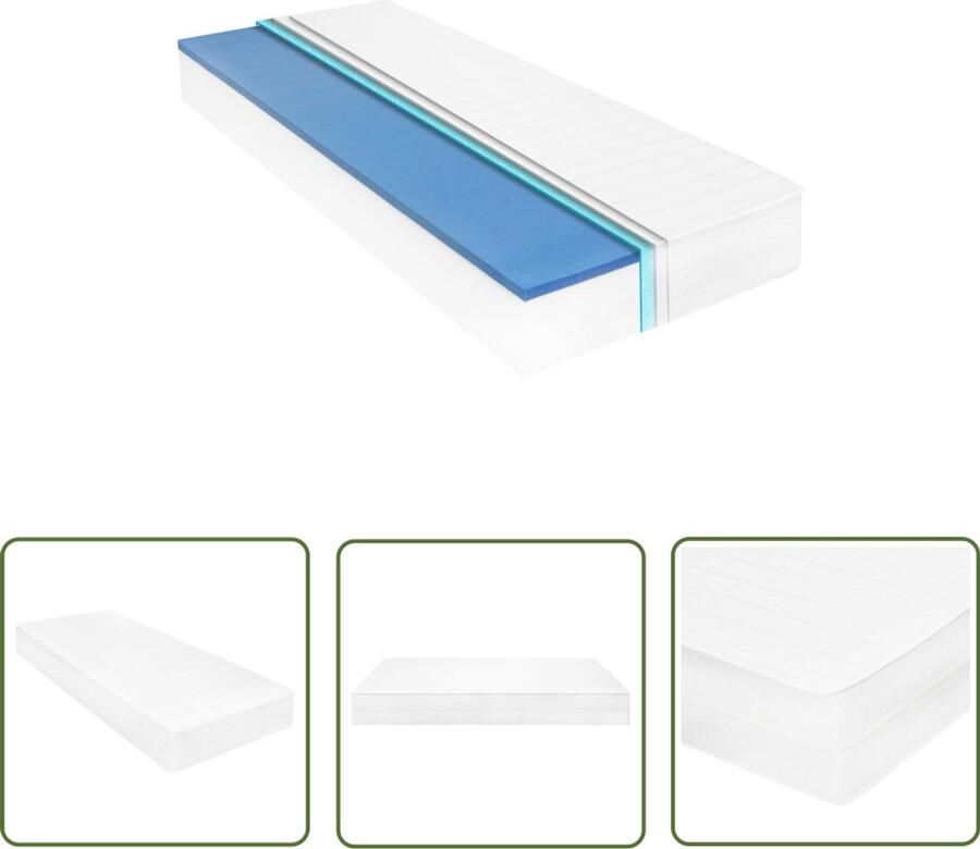 VidaXL Matras Traagschuim 100x200x18 cm Wit Visco Matras Traagschuim Matras Anti-allergisch Matras Slaapcomfort Ergonomische Matras 100x200cm