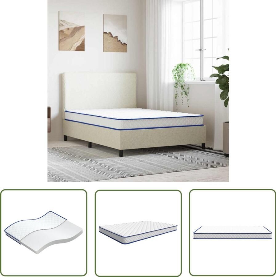 The Living Store Traagschuimmatras 140x190x17 cm wit Traagschuimmatras Matras Slaapcomfort Traagschuim Hoofdkussen