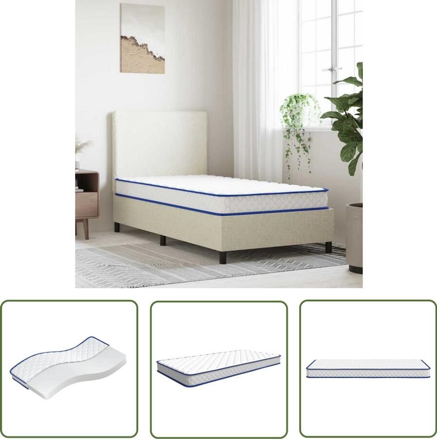 The Living Store Traagschuimmatras 90x190x17 cm wit Traagschuimmatras Matras Slaapcomfort Nachtmatras Bedmatras