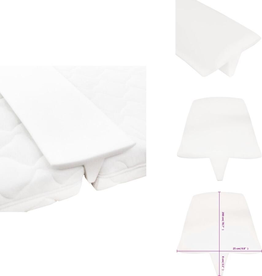 VidaXL Matraswig 25 x 200 x 8 cm Verbindt 2 matrassen Comfortabel en zacht Niet wasbaar Wit Schuim Topmatras