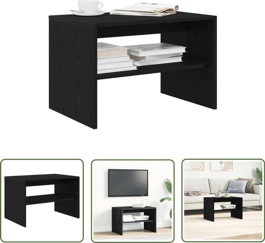 The Living Store Tv-meubel 60x40x40 cm spaanplaat zwart eikenkleurig Tv-meubel Media Kast Salontafel Houten Tv-kast Zwarte Tv-standaard