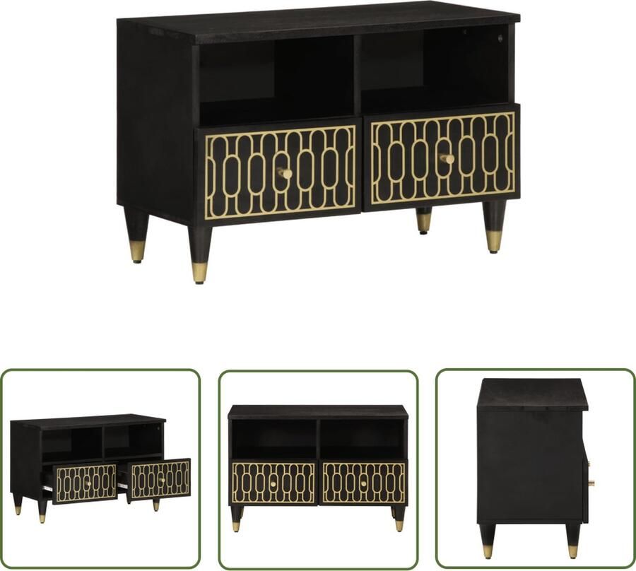 The Living Store Tv-meubel 70x33x46 cm massief mangohout Tv Kast Mediakas Salontafel Mangohouten Meubilair Retro Meubilering