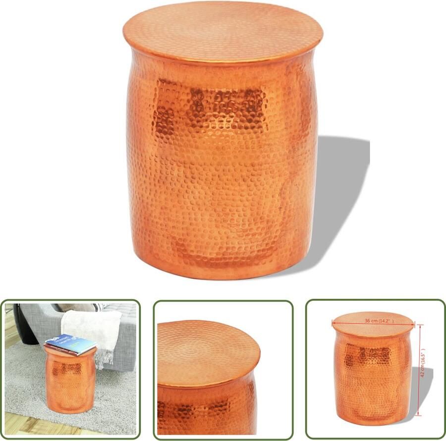 VidaXL Krukje bijzettafeltje gehamerd aluminium brons koperkleurig Aluminium Krukje Messing Krukje Vintage Krukje Industriële Kruk Woonaccessoires