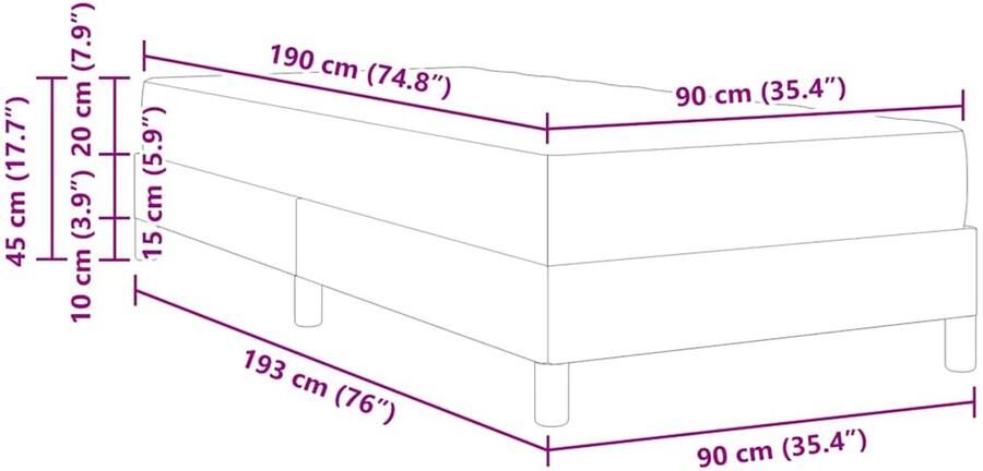 VidaXL Boxspring bed met matras Donkerbruin 90 x 190 cm Stof