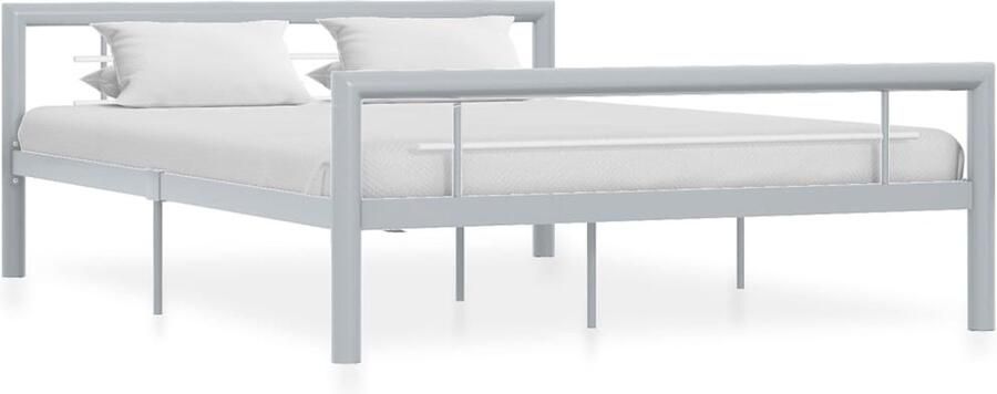 VidaXL metalen bedframe 120x200 cm grijs wit Metalen Bed Frame Tweepersoonsbed Bedframe Grijs Bedframe Wit Slaapkamer Meubels - Foto 2