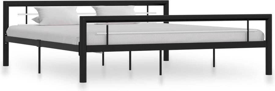VidaXL Metalen Bedframe 180x200 cm Zwart & Wit Metalen Bed Frame Tweepersoons Bed Boxspring Bed Slaapcomfort Zwarte Bed Witte Bed Stapelbare Bed - Foto 2