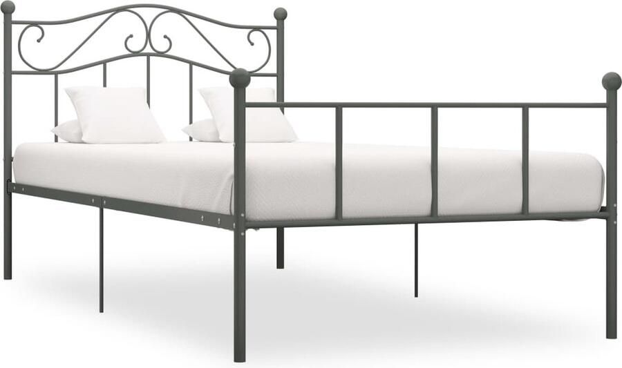 VidaXL Metalen Bedframe 90x200 cm Grijs Metalen Bed Frame Grijs Bed Frame Enkelpersoons Bed Frame 90x200 Metalen Bed - Foto 2